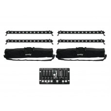 EUROLITE Set 4x LED BAR-12 QCL RGBW + 2x Soft-Bags + Controller