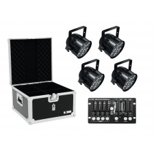 EUROLITE Set 4x LED PAR-56 QCL sw + Case + Controller