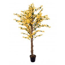 EUROPALMS Forsythienbaum mit 3 Stämmen, Kunstpflanze, gelb, 150cm