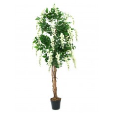 EUROPALMS Goldregenbaum, Kunstpflanze, weiß, 150cm