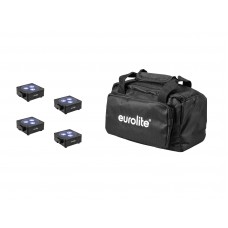 EUROLITE Set 4x AKKU Flat Light 3 sw + Soft-Bag