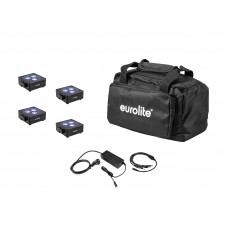 EUROLITE Set 4x AKKU Flat Light 3 sw + Ladenetzteil + Soft-Bag