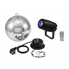 EUROLITE Set Spiegelkugel 20cm mit Motor + LED PST-5 QCL Spot sw