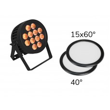 EUROLITE Set LED IP PAR 12x9W SCL Spot + 2x Diffusorscheibe (15x60° und 40°)