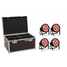 EUROLITE Set 4x LED 7C-12 Silent Slim Spot + Case