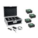 EUROLITE Set 4x AKKU IP Flat Light 3 sw + Ladenetzteil + Case