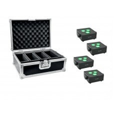 EUROLITE Set 4x AKKU IP Flat Light 3 sw + Case