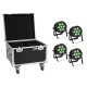 EUROLITE Set 4x LED IP PAR 7x9W SCL Spot + Case mit Rollen