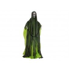 EUROPALMS Halloween Figur Skelett mit grünem Umhang, animiert, 170cm