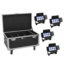 EUROLITE Set 4x Multiflood IP 8x10W RGBW Wash + Case