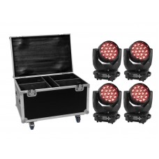 EUROLITE Set 4x LED TMH-X4 + Case mit Rollen