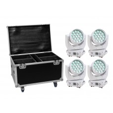 EUROLITE Set 4x LED TMH-X4 weiß + Case mit Rollen