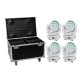 EUROLITE Set 4x LED TMH-X4 weiß + Case mit Rollen