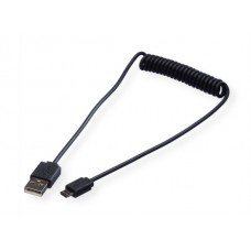 Roline USB 2.0 Spiralkabel, 1m, schwarz