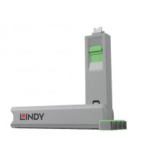 Lindy 40426 USB-C Port Schloss SET, GRÜN, 1x Schlüssel/4x Schloss