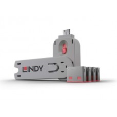 Lindy 40450 USB-A Port Schloss SET, PINK, 1x Schlüssel/4x Schloss