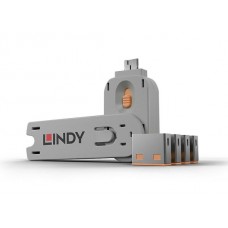 Lindy 40453 USB-A Port Schloss SET,ORANGE,1x Schlüssel/4x Schloss