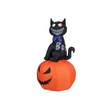 EUROPALMS Halloween Aufblasbare Figur Katze mit Kürbis, 183cm