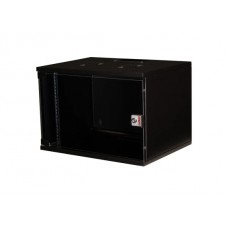 Roline Wandgehäuse Basic, 7HE, schwarz, 540x400mm, Bausatz, Glastür, 19''