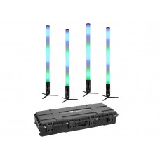 EUROLITE Set 4x AKKU IP Pixel Tube 360° PRO CRMX + Kunststoffcase