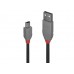 Lindy 36723 USB-Kabel, 2.0m, Anthra Line, USB A 2.0, USB Mini-B