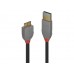 Lindy 36768 USB-Kabel, 3.0m, Anthra Line, USB A 3.0, USB Micro-B