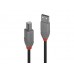 Lindy 36675 USB-Kabel, 5.0m, Anthra Line, USB A 2.0, USB B 2.0